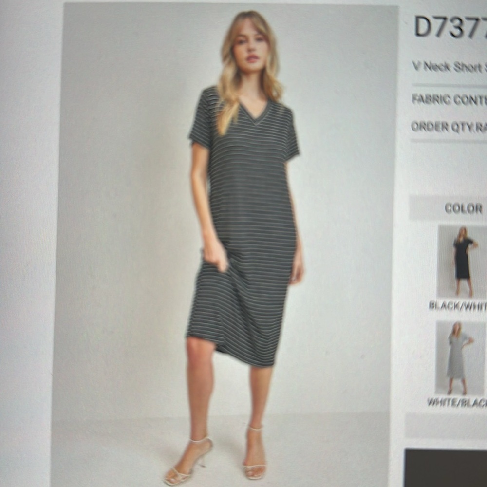 Cherish V Neck short striped Ribbed knit dress